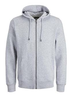 JACK & JONES Herren Sweatshirt-Jacke Jjebradley Sweat Zip Hood Noos Pls Light Grey Melange 5XL Große Größen von JACK & JONES