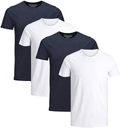 JACK & JONES Herren T-Shirt 4er Pack Basic Rundhals Tee 12058529 (4er Mix 3 (2xNavy/2xWhite, XXL)) von JACK & JONES