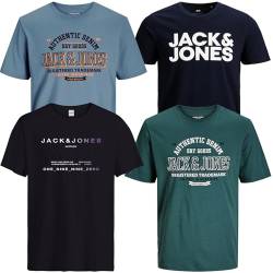 JACK & JONES Herren T-Shirt 4er Pack Big Size Übergröße 2XL 3XL 4XL 5XL 6XL 7XL 8XL Rundhals O-Neck Tee T Shirt sulk45 (3XL, 4er Paket # 18 PS) von JACK & JONES