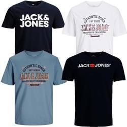 JACK & JONES Herren T-Shirt 4er Pack Big Size Übergröße 2XL 3XL 4XL 5XL 6XL 7XL 8XL Rundhals O-Neck Tee T Shirt sulk45 (5XL, 4er Paket # 39 PS) von JACK & JONES