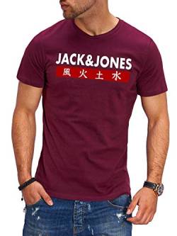 JACK & JONES Herren T-Shirt Kurzarmshirt Top Print Shirt Casual Basic O-Neck (Medium, Port Royale) von JACK & JONES