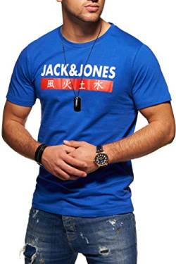 JACK & JONES Herren T-Shirt Kurzarmshirt Top Print Shirt Casual Basic O-Neck (Medium, Surf The Web) von JACK & JONES
