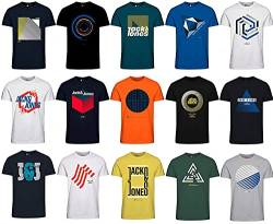 JACK & JONES Herren T-Shirt Slim Fit mit Aufdruck im 3er oder 6er Mix Pack/Set mit Rundhals Marken Sale S M L XL XXL (6er Mix Pack, XL) von JACK & JONES