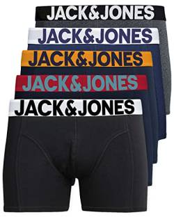 JACK & JONES Herren Unterhosen 5er Set Pack Männer Boxershorts Weiss schwarz blau grau Trunks 12204864 (XL, 5er Pack Mix 8) von JACK & JONES