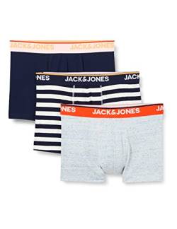 JACK & JONES Herren Unterhosen Shorts Boxershorts Dave Trunks 3er Pack, Farbe:Mehrfarbig, Wäschegröße:S, Artikel:-Navy Blazer/Navy-lig von JACK & JONES