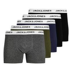 JACK & JONES Herren Unterhosen Shorts Boxershorts Trunks 5er Pack, Farbe:Mehrfarbig, Wäschegröße:M, Artikel:-Forest Night/navyblazer/DGM/Black/Black von JACK & JONES