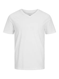 JACK & JONES Herren V-Neck T-Shirt JJEORGANIC Basic - Regular Fit S M L XL XXL, Größe:L, Farbe:White 12156102 von JACK & JONES