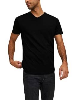 JACK & JONES Herren V-Neck T-Shirt JJEORGANIC Basic - Regular Fit S M L XL XXL, Größe:S, Farbe:Black 12156102 von JACK & JONES