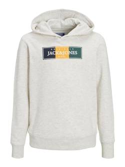 JACK & JONES Hoodie Sweater mit Marken Logo Print Langarm Pullover Kapuzen Sweatshirt JORCODYY, Farben:Hellgrau,Größe Kinder:140 von JACK & JONES