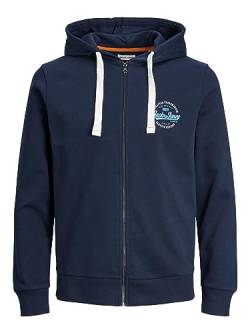 JACK&JONES JJMIKK Sweat Zip Hood, Navy Blazer, S von JACK & JONES