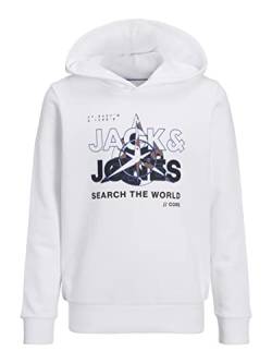 JACK & JONES JUNIOR Boy's JCOHUNT Sweat Hood JNR Kapuzenpullover, White, 128 von JACK & JONES