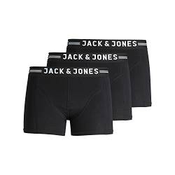 JACK&JONES JUNIOR Boy's Sense Trunks 3-Pack NOOS JNR Boxer Shorts, Black/Detail:Black wasitband w.White Logo, 140 von JACK & JONES