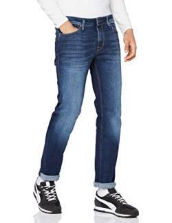JACK & JONES Jeans Regular Fit Denim Stone Washed Mid Waist mit Heller Naht JJICLARK JJORIGINAL, Farben:Blau,Größe Jeans:W28 L32,Z - Länge L30/32/34/36/38:L32 von JACK & JONES
