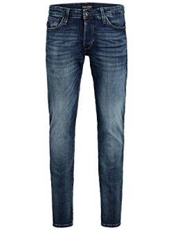 JACK & JONES Jeans Slim Fit Denim Stretch Hose Stone Washed mit Knopfleiste JJIGLENN JJICON, Farben:Blau,Größe Jeans:W27 L30,Z - Länge L30/32/34/36/38:L30 von JACK & JONES