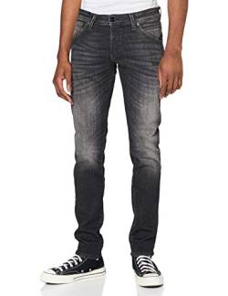 JACK&JONES Jeans Slim Fit Used Look Denim Stretch Hose Low Rise mit Knöpfen JJIGLENN, Farben:Schwarz,Größe Jeans:W32 L30,Z - Länge L30/32/34/36/38:L30 von JACK & JONES