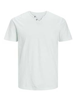 JACK & JONES Herren Basic T-Shirt V-Ausschnitt Kurzarm Jersey Baumwolle Shirt mit Knöpfen JJESPLIT, Farben:Mint, Größe:L von JACK & JONES