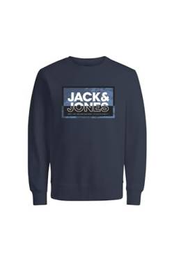 JACK & JONES Kinderr Sweatshirt JCOLOGAN SS24 Print Sweat Crew Neck JNR (DE/NL/SE/PL, Numerisch, 164, Regular, dunkelblau) von JACK & JONES