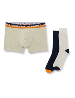 JACK&JONES Men's JACCLIFFORD GIFTBOX Boxershorts & Socken, Light Grey Melange/Pack:Light Grey Melange-Navy Blazer, S von JACK & JONES