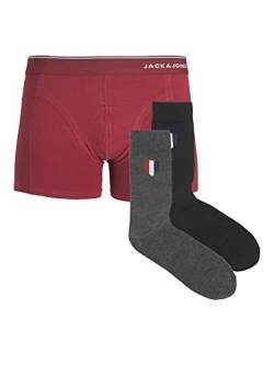 JACK & JONES Men's JACORGANIC Premium GIFTBOX Boxershorts, Winery/Pack:Seaborne-DGM, L von JACK & JONES