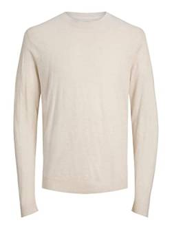 JACK & JONES Men's JPRIGOR Linen Knit Crew Neck Strickpullover, Oatmeal/Detail:Melange, L von JACK & JONES