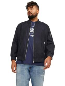 JACK & JONES PLUS Herren JJEROCKY Faux Bomber PLS Jacke, Jet Black/Detail:Faux Suede, 4XL von JACK & JONES