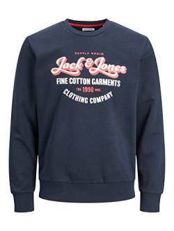 JACK&JONES PLUS Men's JJANDY Sweat Crew Neck PLS Sweatshirt, Navy Blazer/Print:Big Scale, 4XL von JACK & JONES