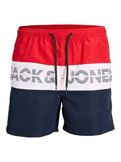 JACK & JONES PLUS Men's JPSTFIJI JJSWIM Colorblock SN PS Badeshorts, Chinese Red, 44 von JACK & JONES