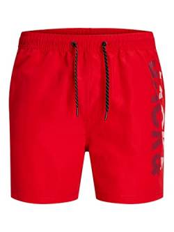 JACK & JONES PLUS Men's JPSTFIJI JJSWIM SPLICELOGO LY SN PS Badeshorts, Chinese Red, 44 von JACK & JONES