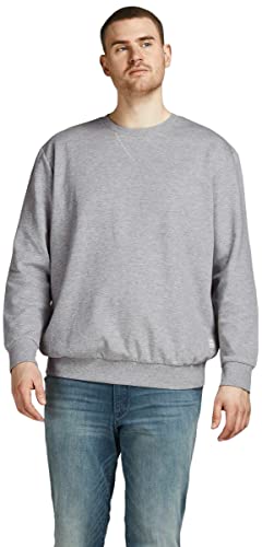 JACK&JONES Plus Mens Light Grey Melange Sweat Crew Neck von JACK & JONES