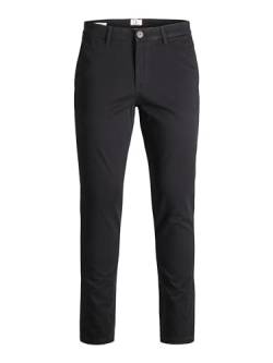 JACK & JONES Slim Fit Stoffhose Bequeme Chino Baumwolle Pants Freizeit Trousers Basic JPSTMARCO JJBOWIE, Farben:Schwarz, Größe Hosen:32W / 32L, Beinlänge:L32 von JACK & JONES