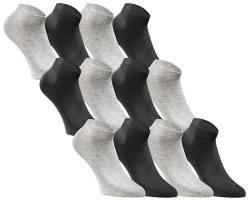 JACK & JONES Sneaker Socken Herren & Damen 12er Set Kurze Socken Baumwolle - Black-Grey-Mix - Gr. 39-42 von JACK & JONES