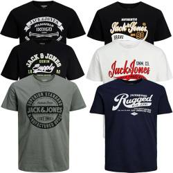 JACK & JONES T-Shirt - 6er Pack - Male Core Print O-Neck T Shirt Herren AKW31 (XL, 6er Paket @01) von JACK & JONES