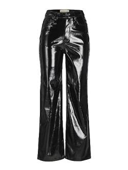 JJXX Damen Jjxx Jxkenya Hw Straight Faux Leat Noos Pants, Black 2, XS EU von JACK & JONES