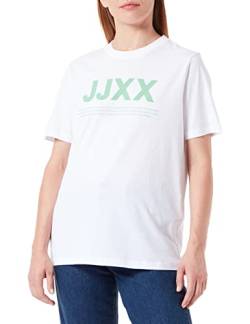 JJXX Women's JXANNA SS Regular Every Logo Tee NOOS T-Shirt, Bright White/Print:Absinthe Green, S von JACK & JONES