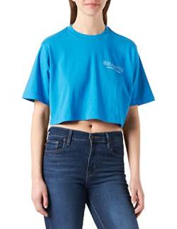 JJXX Women's JXBECKY SS Relaxed Vint Tee SN T-Shirt, Brilliant Blue/Detail:Bright White Print CALI 6, M von JACK & JONES