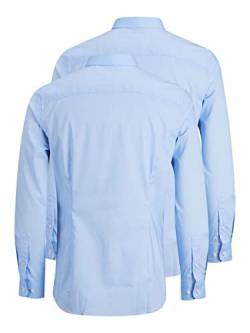 Jack & Jones Herren JPRBLAPARMA Shirt L/S 2-Pack NOOS Hemd, Cashmere Blue/Pack:White, L von JACK & JONES