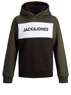 Jack & Jones Junior Jungen Jjelogo Blocking Sweat Hood Jr Pullover, Forest Night, 128 EU von JACK & JONES