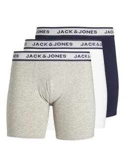 Jack & Jones Men's JACSOLID Boxer Briefs 3 Pack Boxershorts, Light Grey Melange/Pack:White-Navy Blazer, M von JACK & JONES