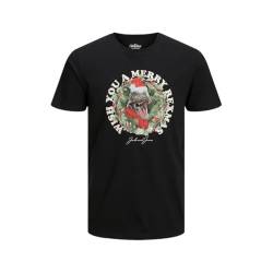 Jack & Jones Men's JORCHRISTMAS Mugshot Tee SS C.N Xmas T-Shirt, Black, L von JACK & JONES