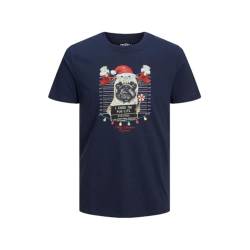 Jack & Jones Men's JORCHRISTMAS Mugshot Tee SS C.N Xmas T-Shirt, Navy Blazer, L von JACK & JONES