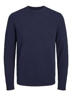 Jack & Jones Men's JPRLAMBSWOOL Knit Crew Neck LN Pullover, Maritime Blue/Detail:Maritime Navy, M von JACK & JONES