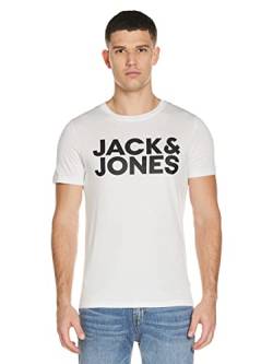 Jack & Jones Mens JJECORP Logo Tee SS O-Neck NOOS T-Shirt, White/Fit:Slim/Large Print/Black, L von JACK & JONES