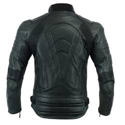 JACKET4U Herren Motorrad Lederjacke Perforierte gepanzerte mit externen Rüstungen MBJ-22AIR, Schwarz , L von JACKET4U