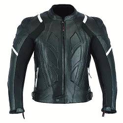 JACKET4U Perforierte Motorrad Lederjacke Gepanzerte und Mode Biker Lederjacke Mit Außenschutz Für Herren MBJ-24A (S) von JACKET4U