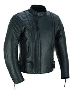 Motorrad-Lederjacke CE-Protektoren für Herren MBJ-08A, Schwarz , XXL von JACKET4U