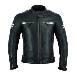 Motorrad-Lederjacke für Herren, Schwarz, Schwarz , S von JACKET4U