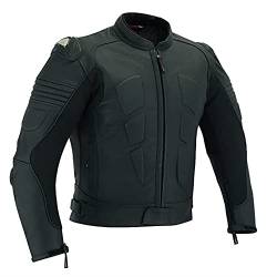 Motorrad-Lederjacke für Herren, perforiert, mit äußeren Rüstungen MBJ-01A, Schwarz , XXL von JACKET4U