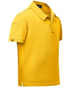 JACKETOWN Boys Poloshirts Jungen Polohemd Kurzarm Sommerliches Outdoor Sport Kinder Poloshirt Regular Fit für Golf, Basketball und Tennis(Gelb -2XL) von JACKETOWN
