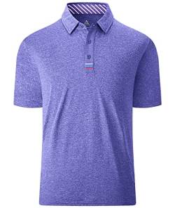 JACKETOWN Golf Poloshirts Herren Knopfleiste Kurzarm Polo T-Shirt Atmungsaktive Polohemd Activewear Tennis Herren Sportlich Outdoor Lila M von JACKETOWN