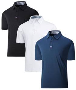 JACKETOWN Golf Poloshirts Herren Set Schnelltrocknend Knopfleiste Kurzarm Polo T-Shirt Atmungsaktive Polohemd Activewear Tennis Herren Sportlich Outdoor M von JACKETOWN